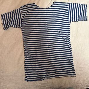 Vintage French Navy Blue and White Striped T-Shirt
